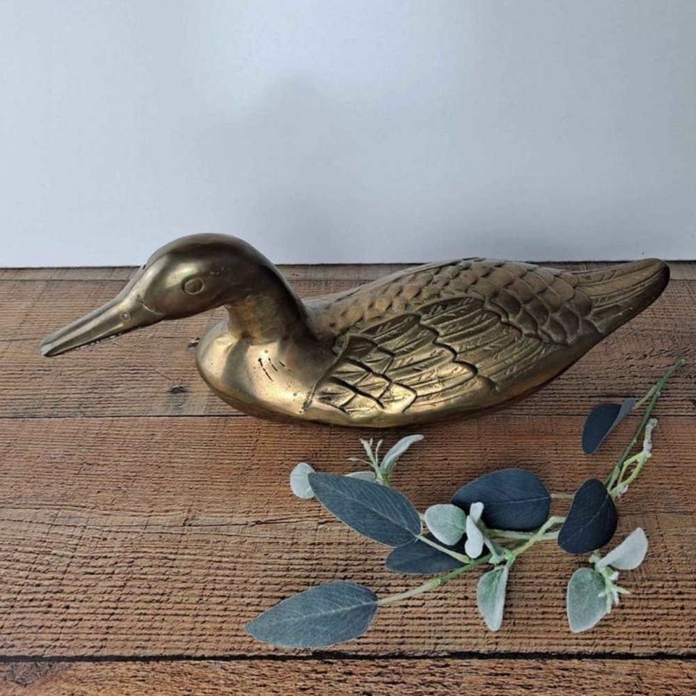 Vintage Solid Brass Duck